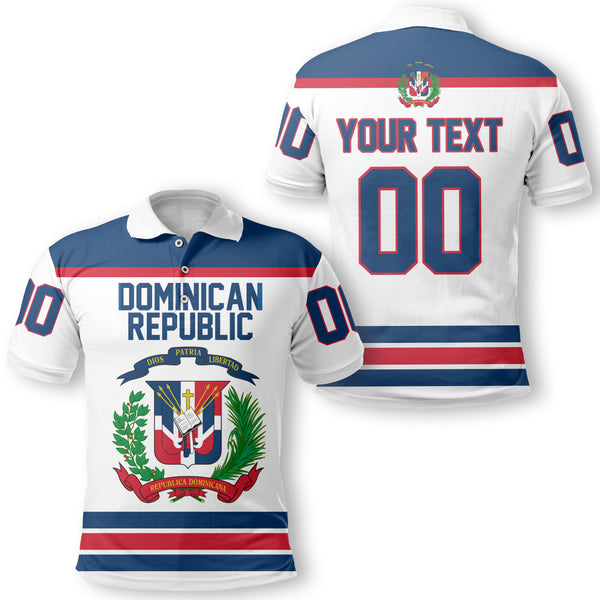 Dominican Republic Polo Shirt Flag & Coat Of Arms Hockey Style