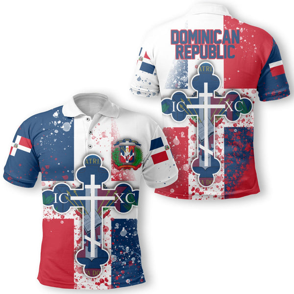 Dominican Republic Polo Shirt Flag & Coat Of Arms Orthodox Style