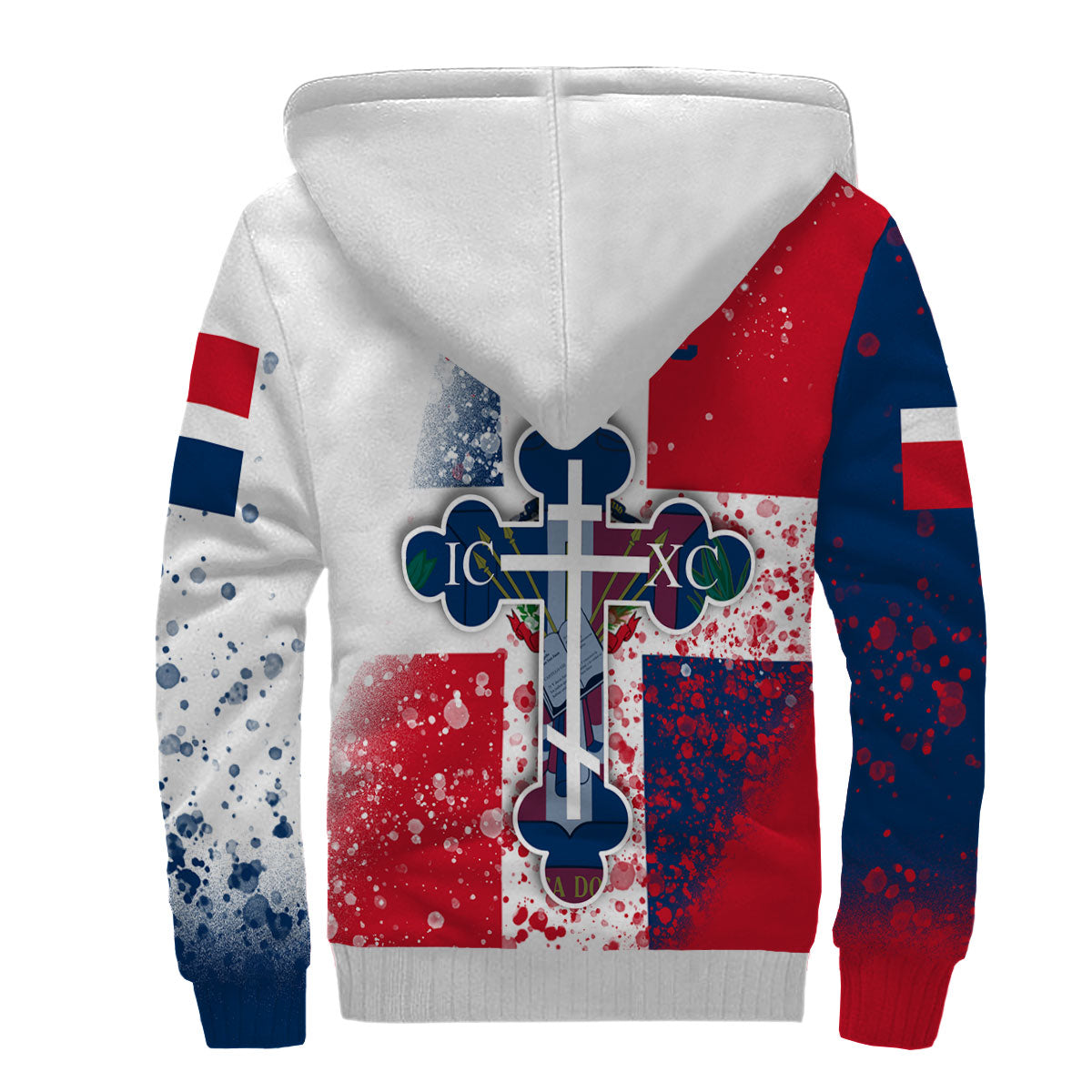 Dominican Republic Sherpa Hoodie Flag & Coat Of Arms Orthodox Style