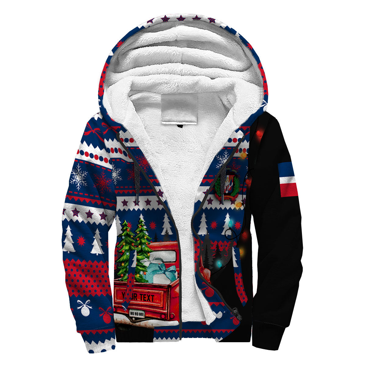 Dominican Republic Sherpa Hoodie Coat Of Arms Christmas Style