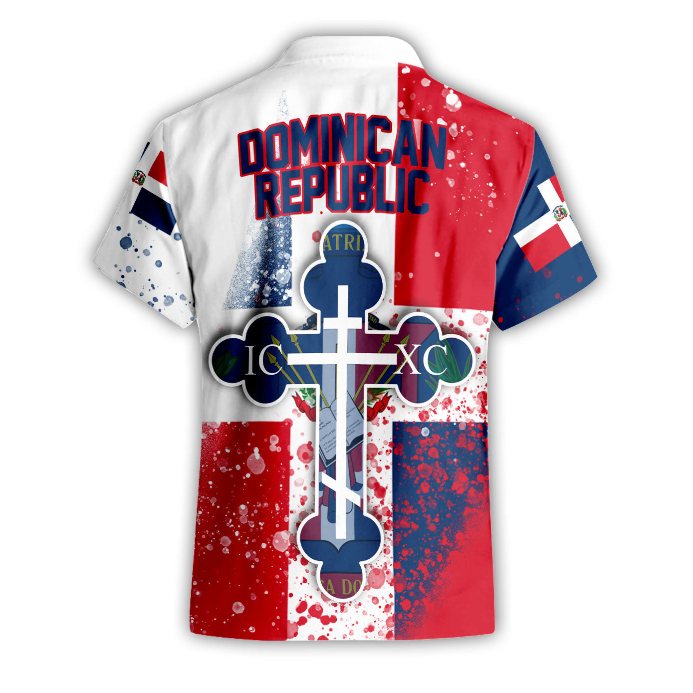 Dominican Republic Short Sleeve Shirt Flag & Coat Of Arms Orthodox Style