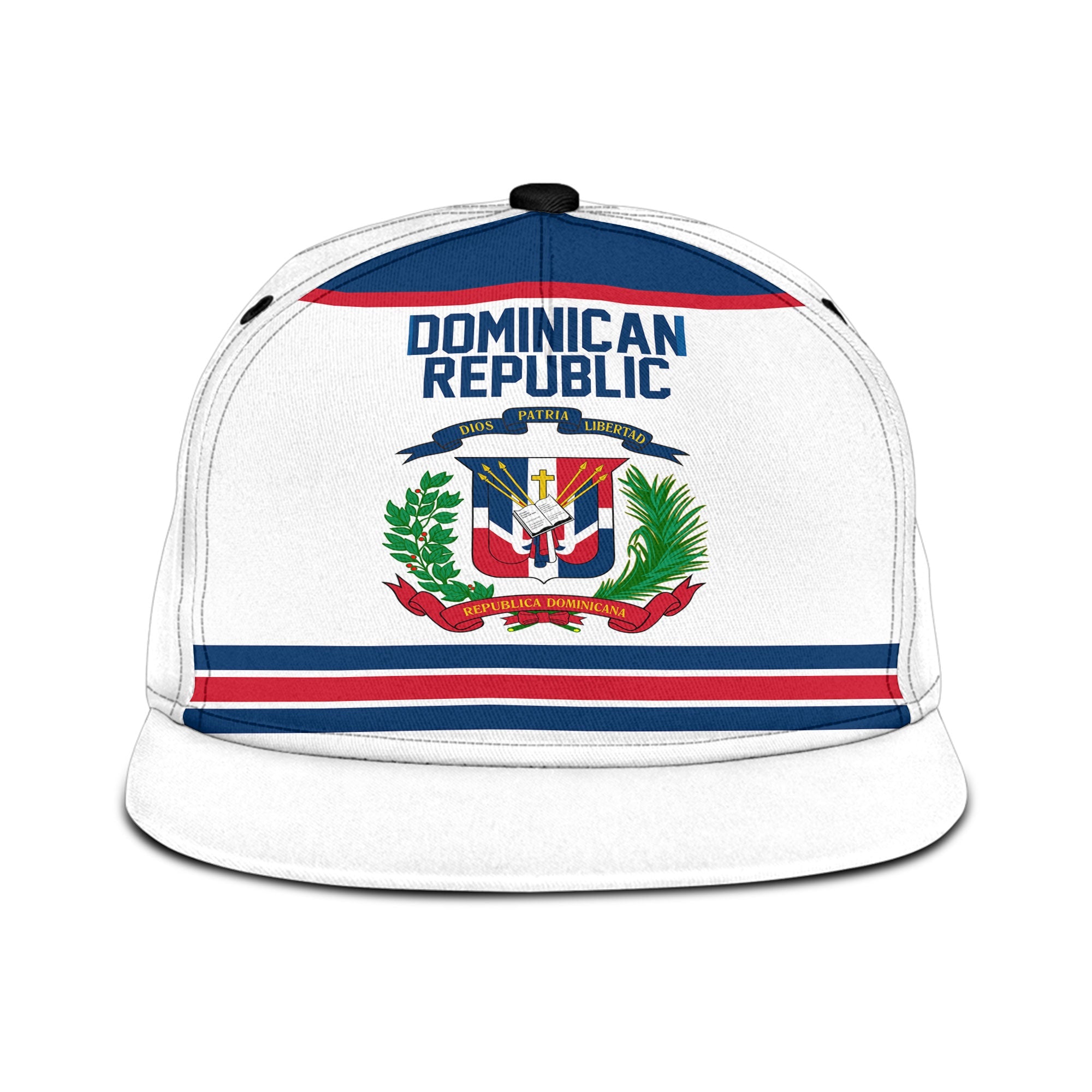 Dominican Republic Snapback Hat Flag & Coat Of Arms Hockey Style