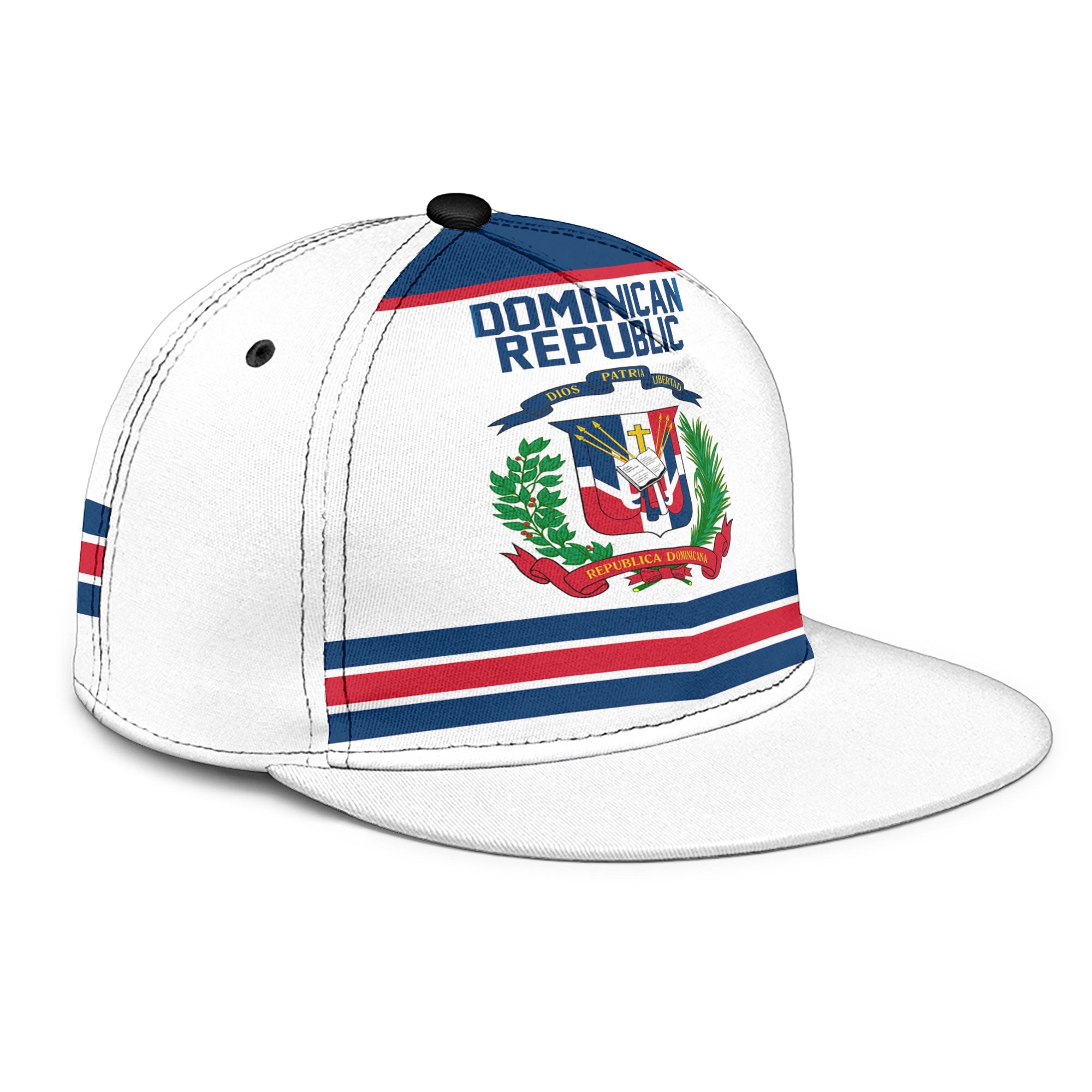 Dominican Republic Snapback Hat Flag & Coat Of Arms Hockey Style