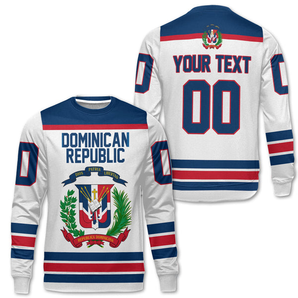 Dominican Republic Sweatshirt Flag & Coat Of Arms Hockey Style