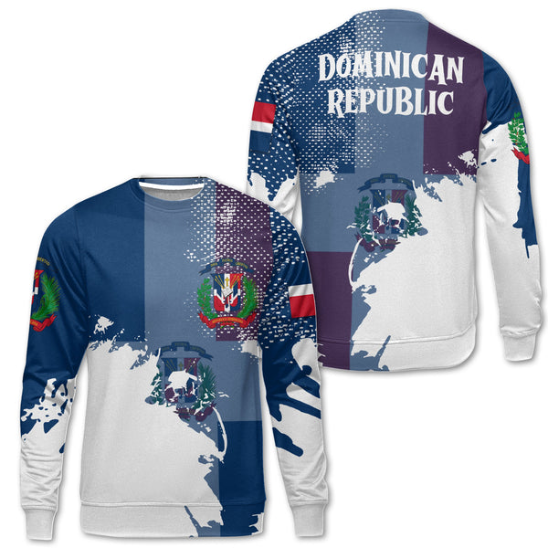 Dominican Republic Sweatshirt Flag & Coat Of Arms Paint Style