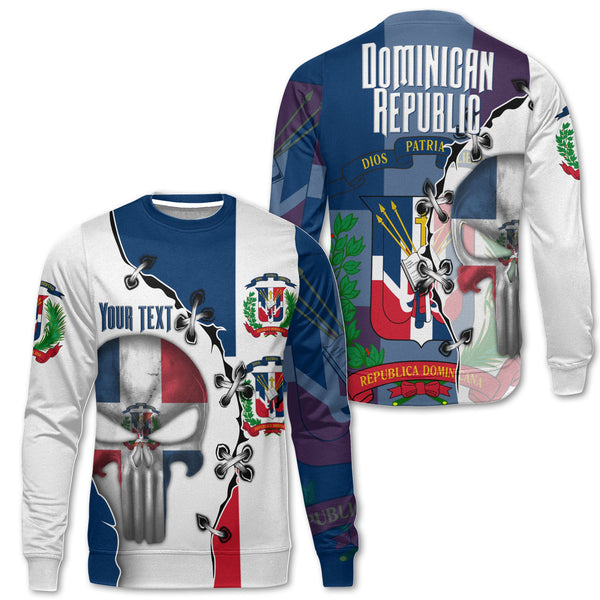 Dominican Republic Sweatshirt Flag & Coat Of Arms Skull Style