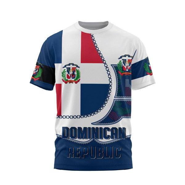 Dominican Republic T Shirt Flag & Coat Of Arms Leather Style