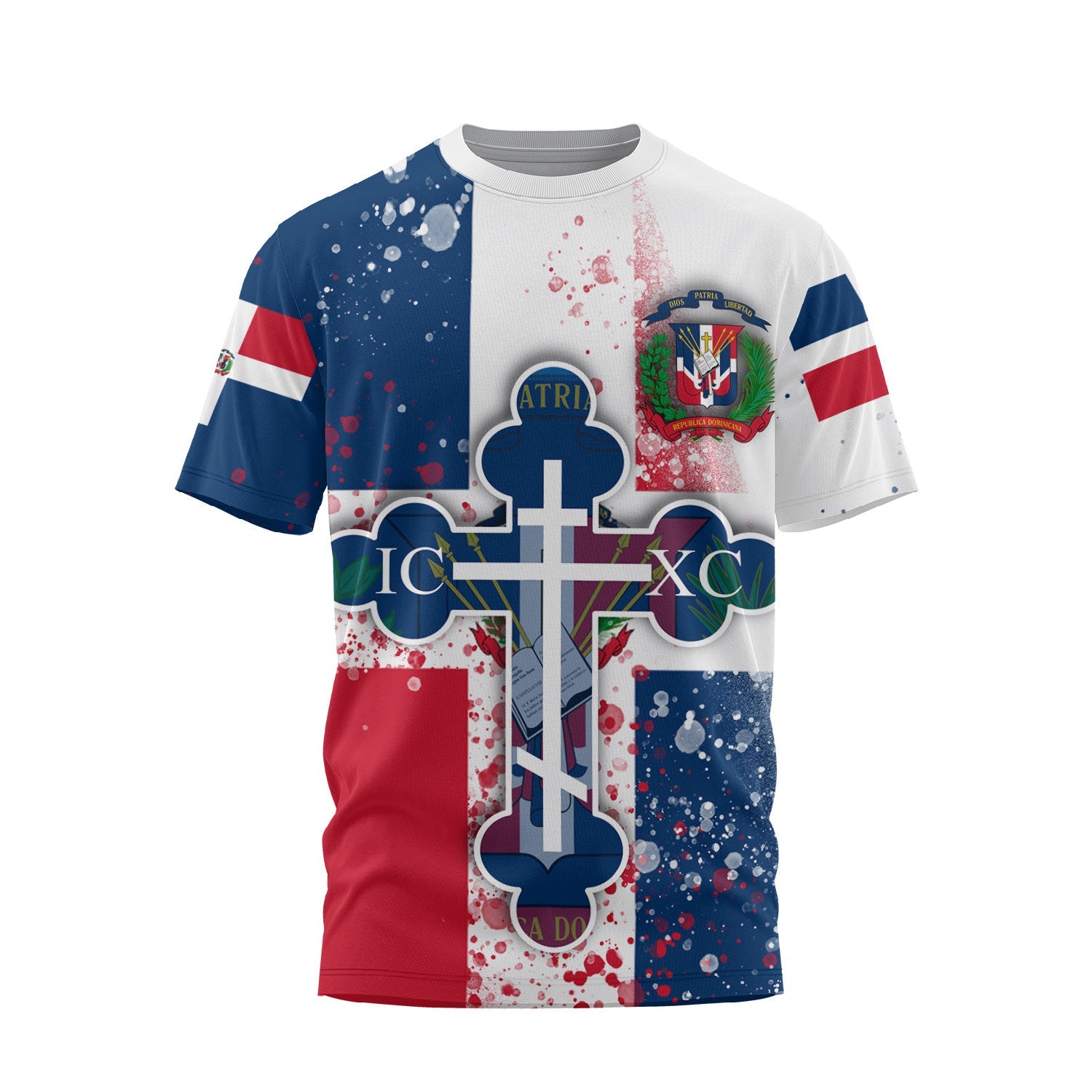 Dominican Republic T Shirt Flag & Coat Of Arms Orthodox Style