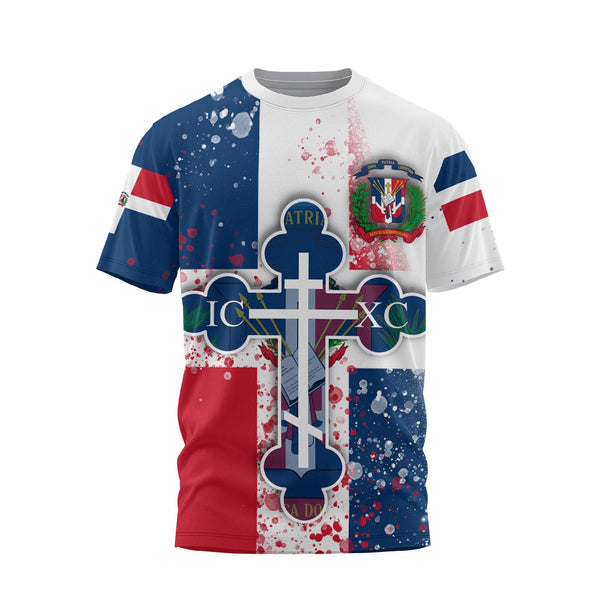 Dominican Republic T Shirt Flag & Coat Of Arms Orthodox Style