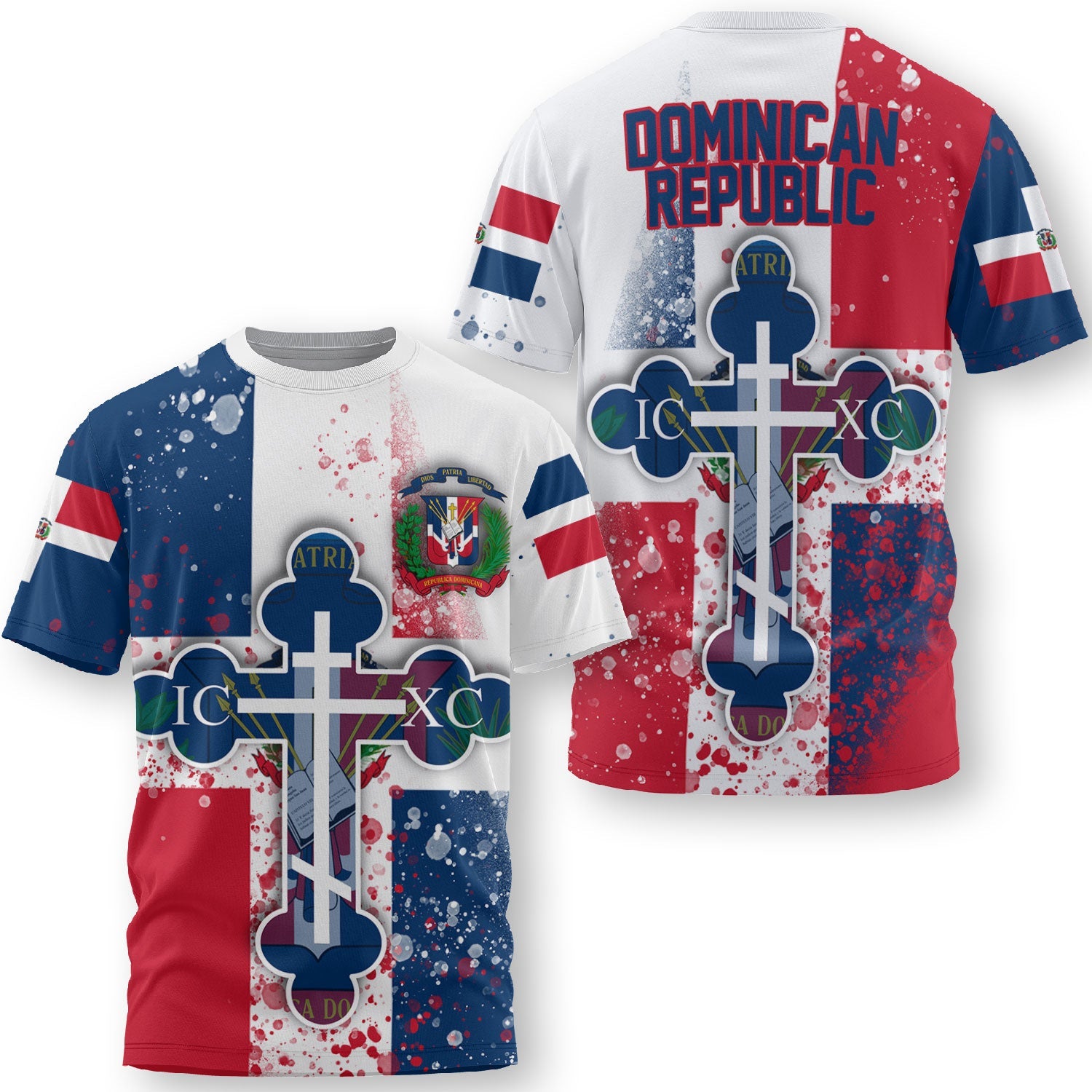 Dominican Republic T Shirt Flag & Coat Of Arms Orthodox Style