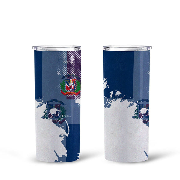 Dominican Republic Tall Glitter Tumbler Flag & Coat Of Arms Paint Style