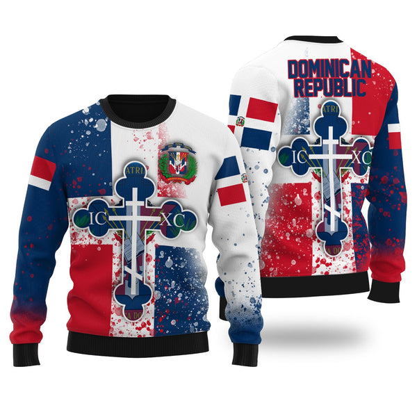 Dominican Republic Ugly Sweater Flag & Coat Of Arms Orthodox Style