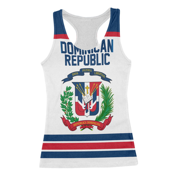 Dominican Republic Women Tank Top Flag & Coat Of Arms Hockey Style