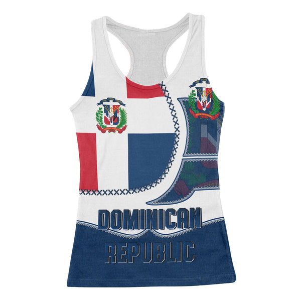 Dominican Republic Women Tank Top Flag & Coat Of Arms Leather Style