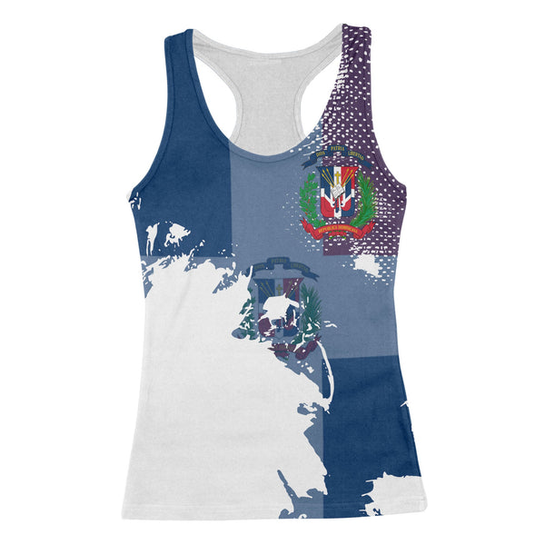 Dominican Republic Women Tank Top Flag & Coat Of Arms Paint Style