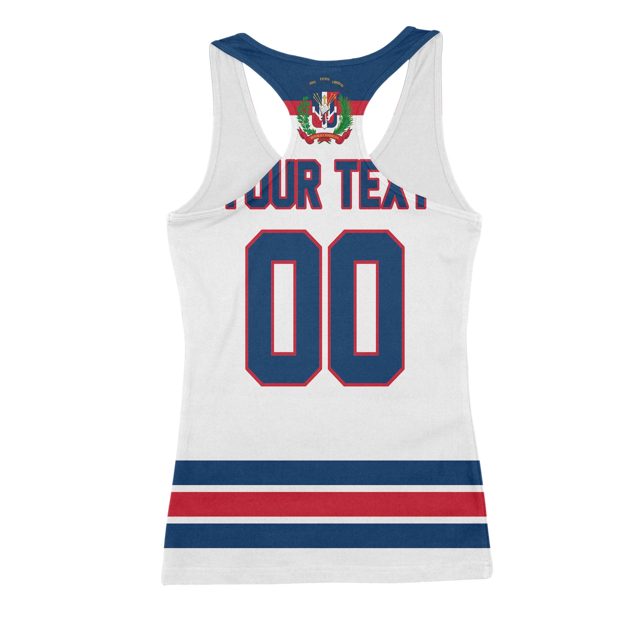 Dominican Republic Women Tank Top Flag & Coat Of Arms Hockey Style