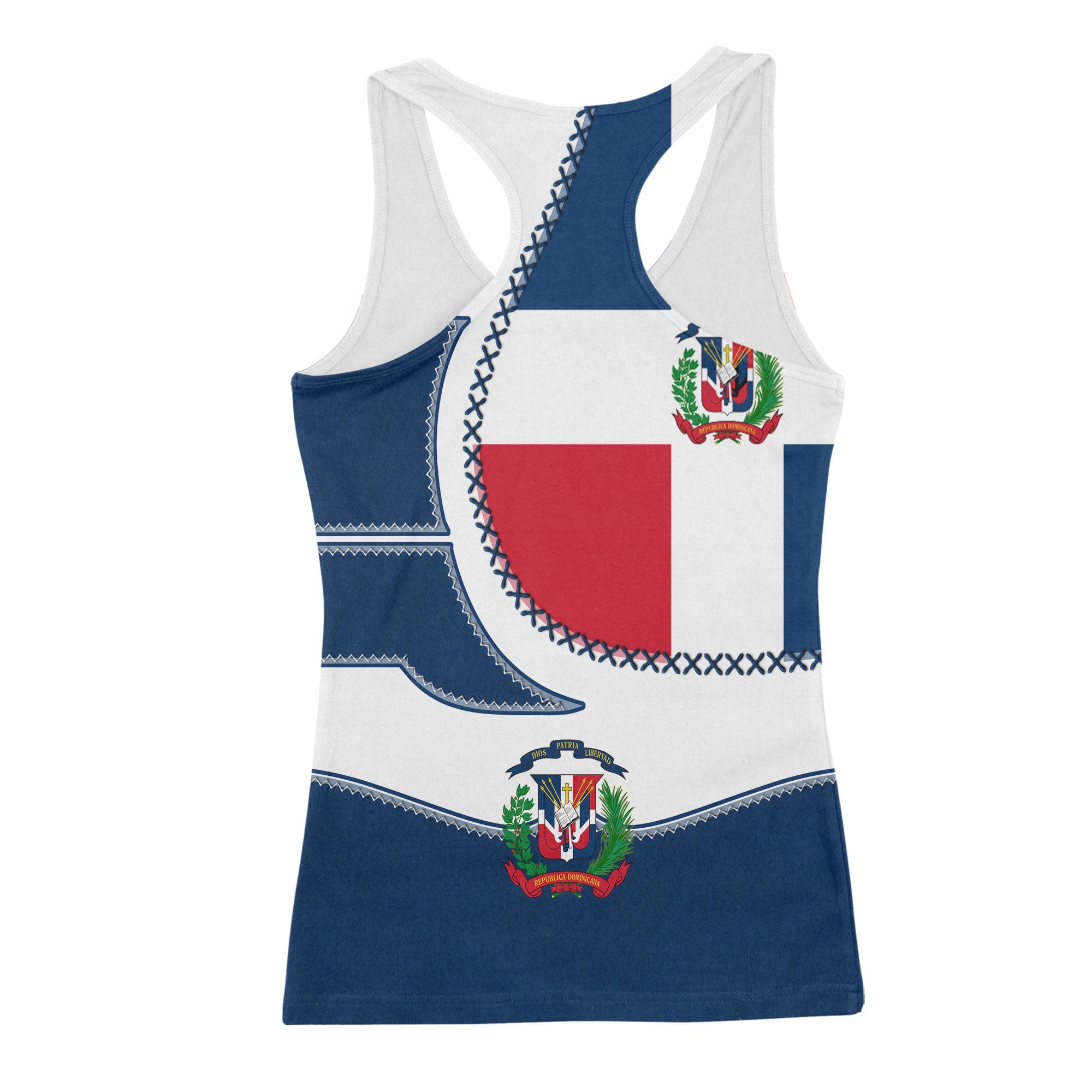 Dominican Republic Women Tank Top Flag & Coat Of Arms Leather Style