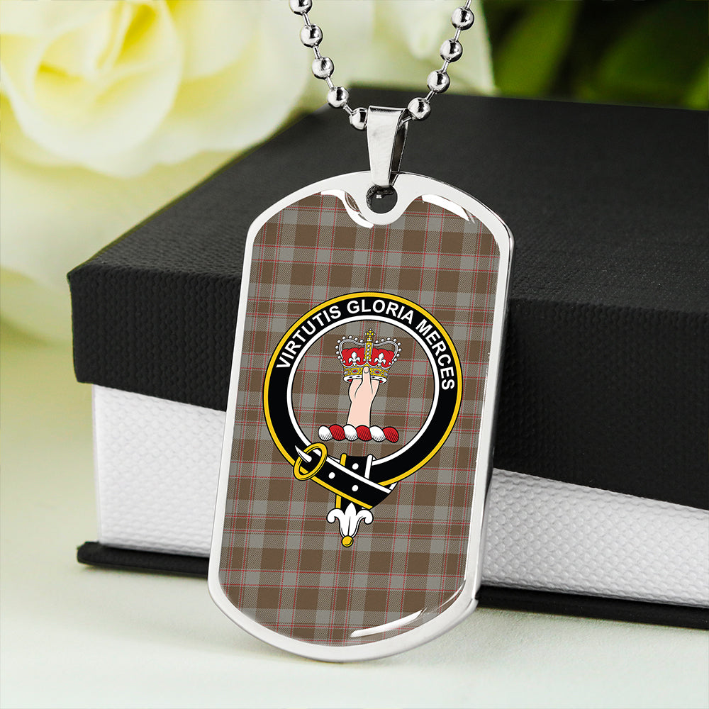 Donachie of Brochloch Hunting Weathered Clan Badge Classic Tartan Dog Tag Necklace