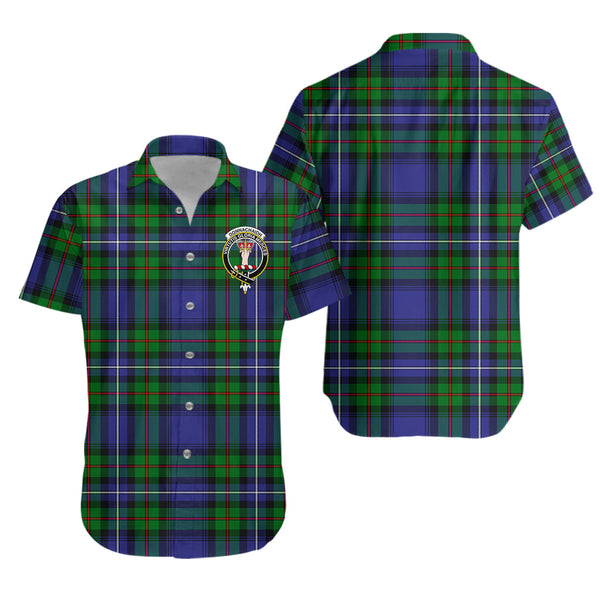 Scottish Tartan Donnachaidh Clan Short Sleeve Casual Shirt Crest Style