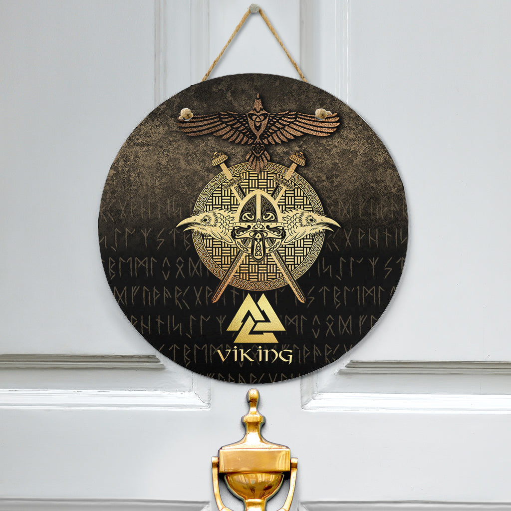Viking Handing Door Sign Vikings Golden Raven – To The Closet
