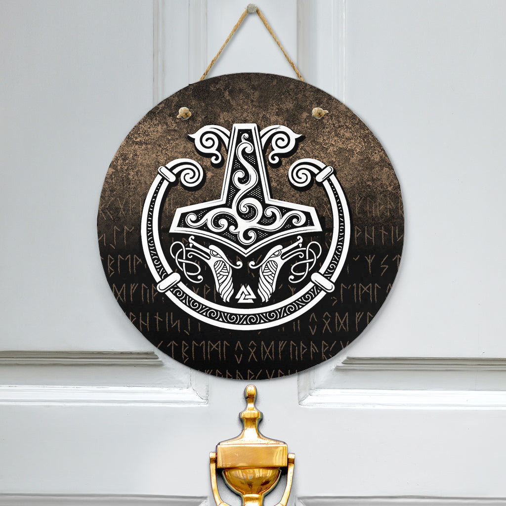 Viking Handing Door Sign Thors Hammer Mjolnir Viking Torc Norse Pagan ...