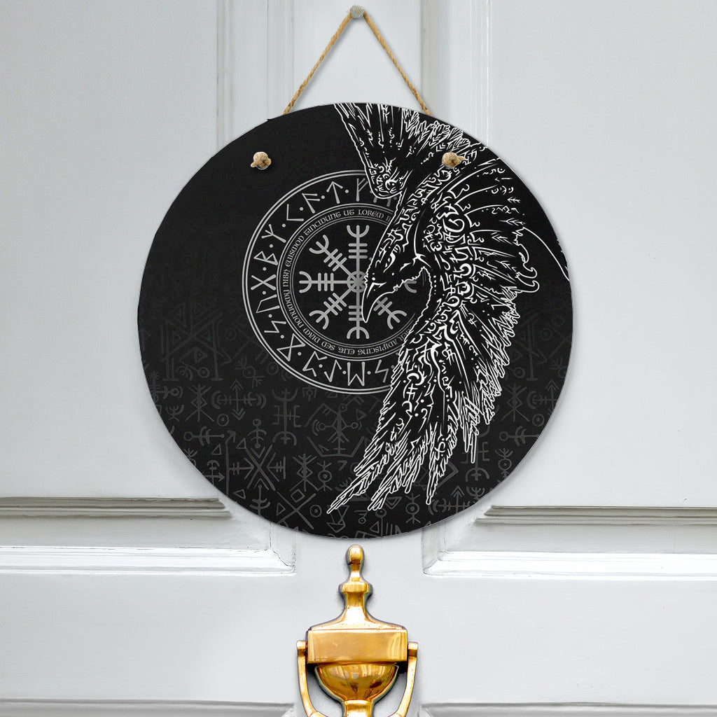Viking Handing Door Sign Raven And Helm Of Awe – To The Closet