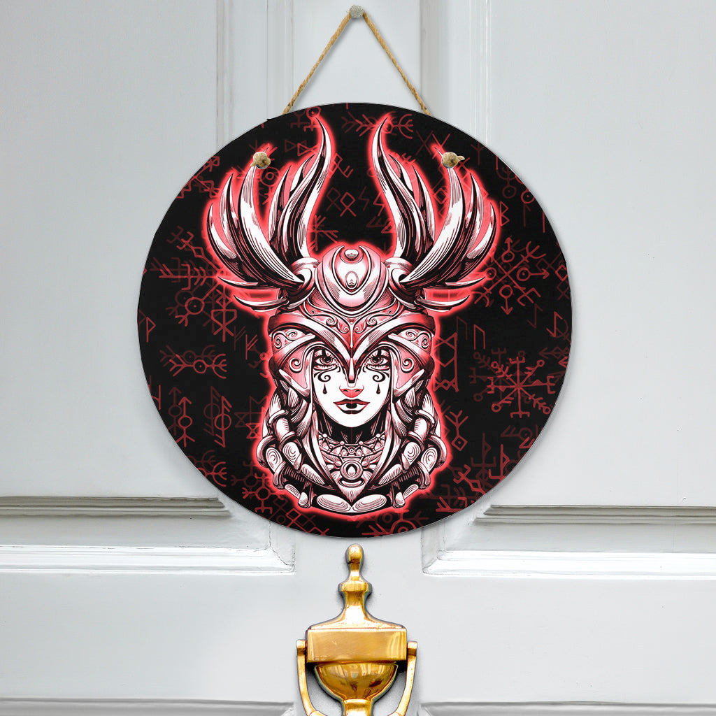Viking Handing Door Sign Viking Valkyrie Red – To The Closet