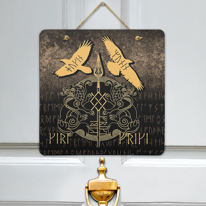 Viking Handing Door Sign Norse Mythology Spear Of Odin Gungnir Runes G ...