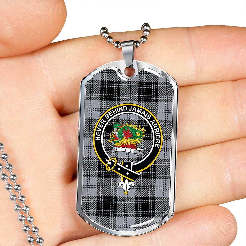 Douglas Grey Modern Clan Badge Classic Tartan Dog Tag Necklace
