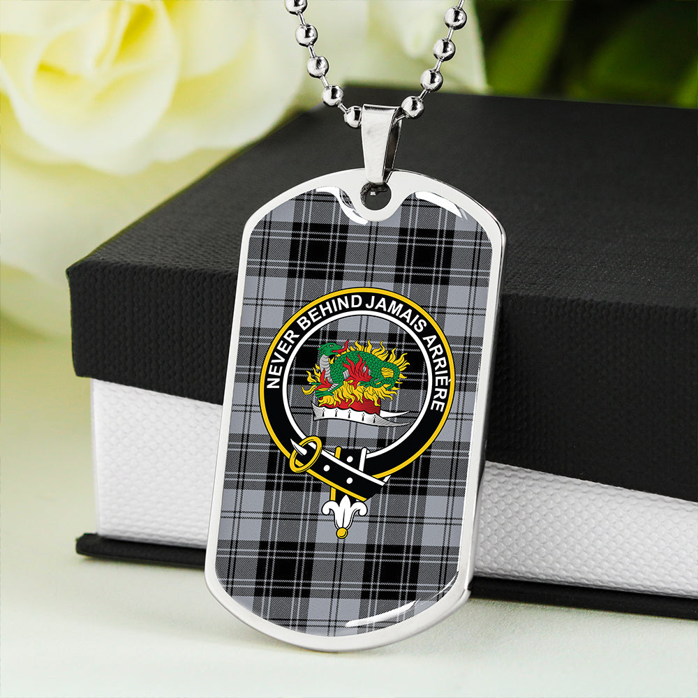 Douglas Grey Modern Clan Badge Classic Tartan Dog Tag Necklace