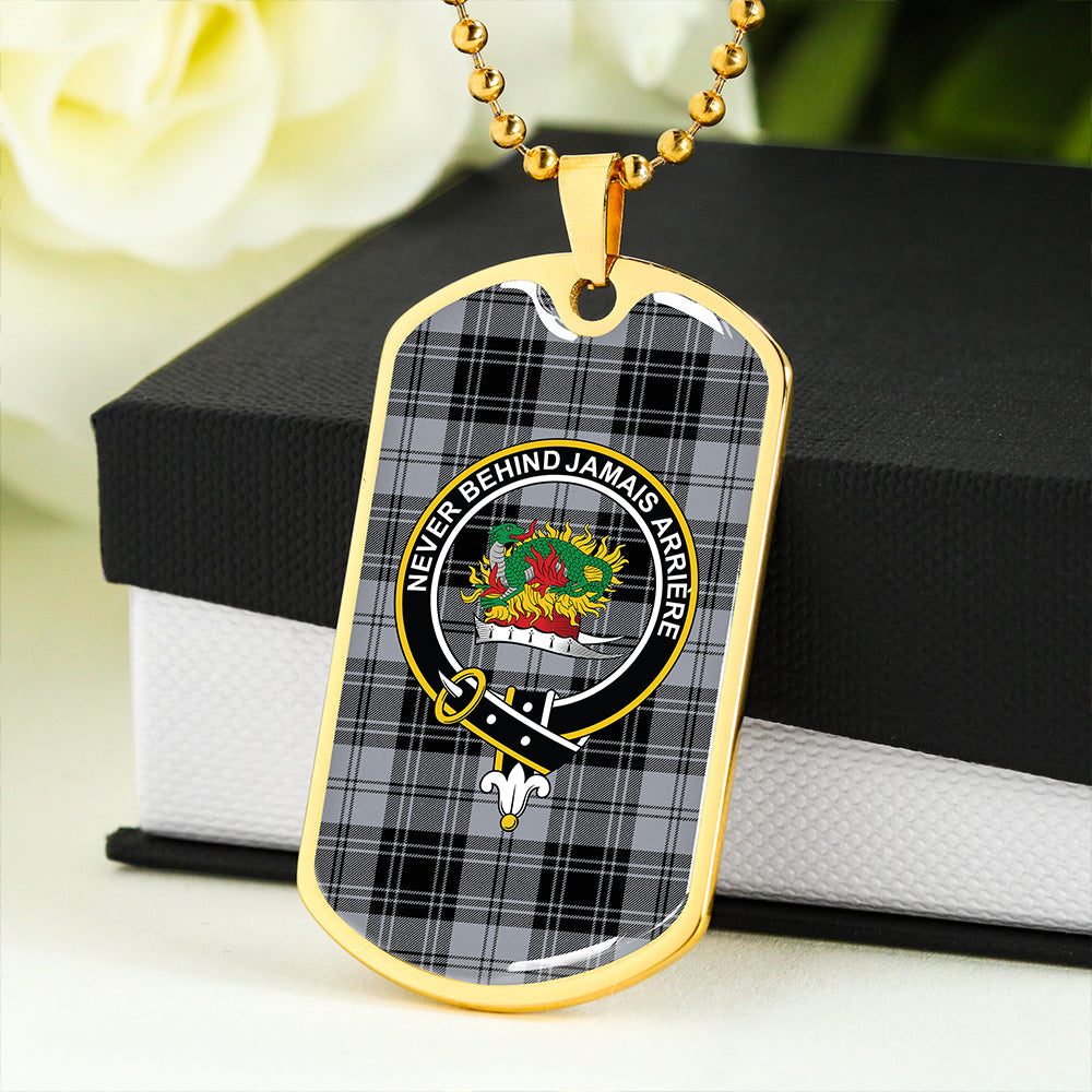 Douglas Grey Modern Clan Badge Classic Tartan Dog Tag Necklace