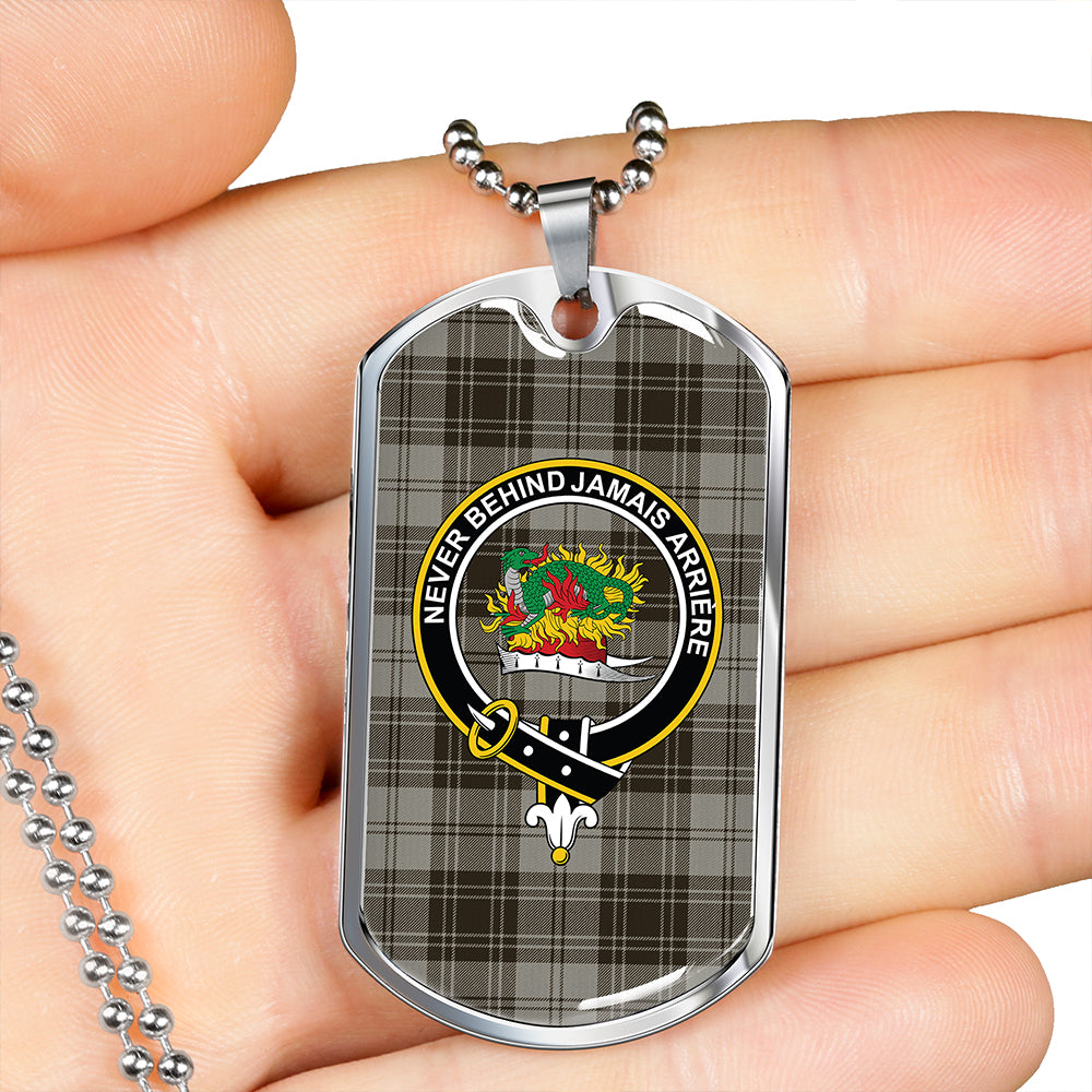 Douglas Grey Weathered Clan Badge Classic Tartan Dog Tag Necklace