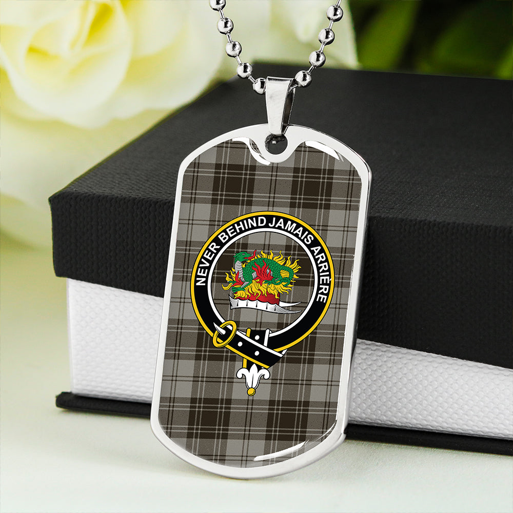 Douglas Grey Weathered Clan Badge Classic Tartan Dog Tag Necklace