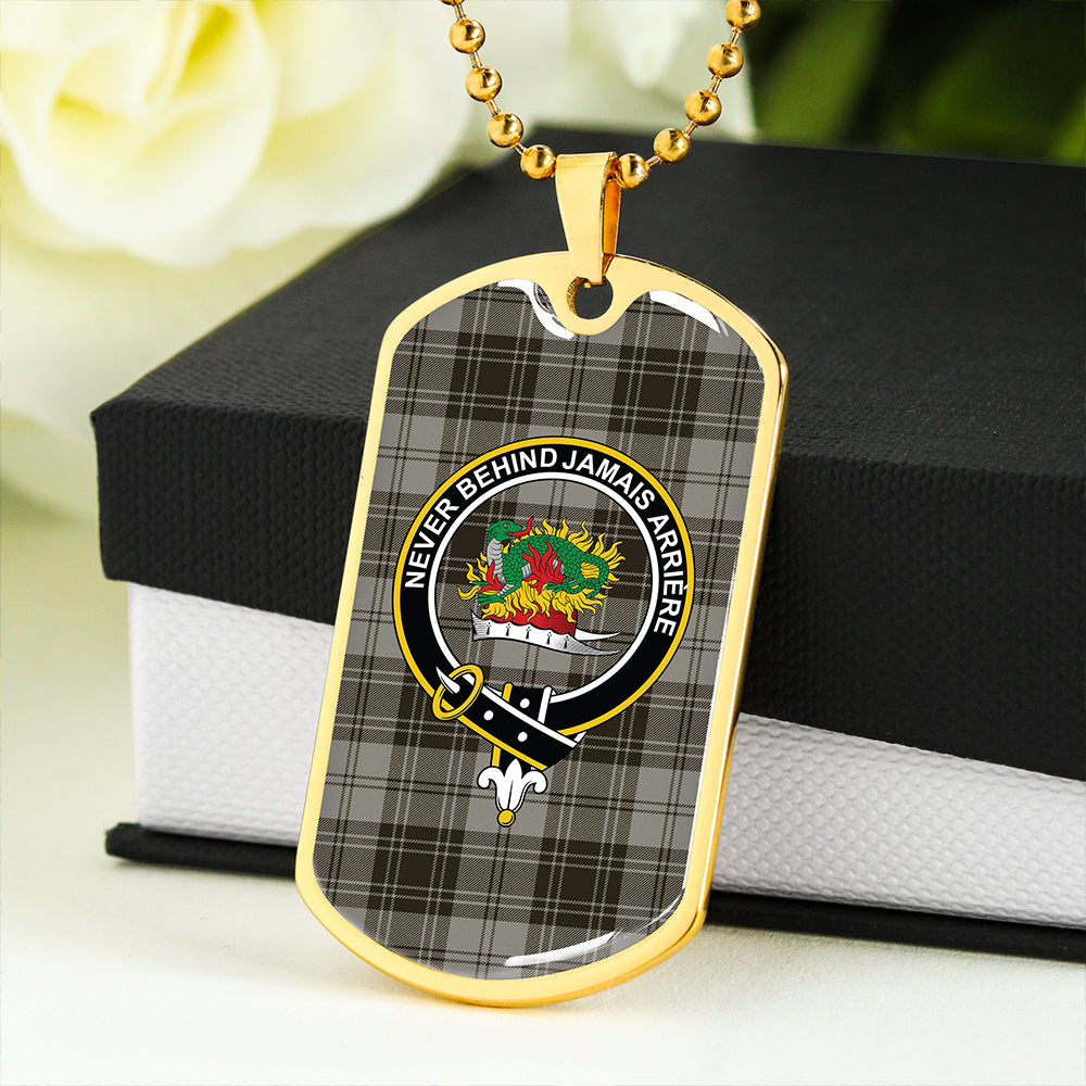 Douglas Grey Weathered Clan Badge Classic Tartan Dog Tag Necklace