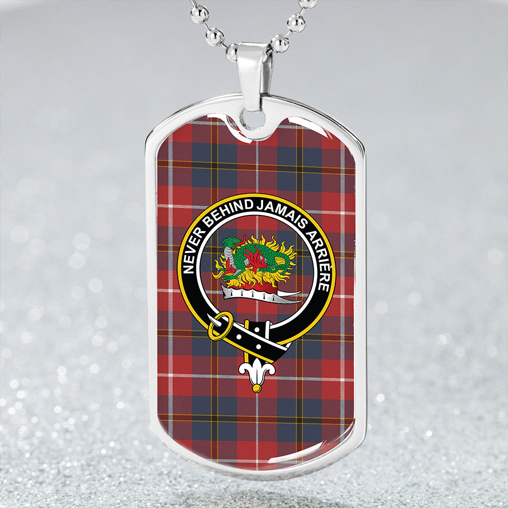 Douglas Red Weathered Clan Badge Classic Tartan Dog Tag Necklace