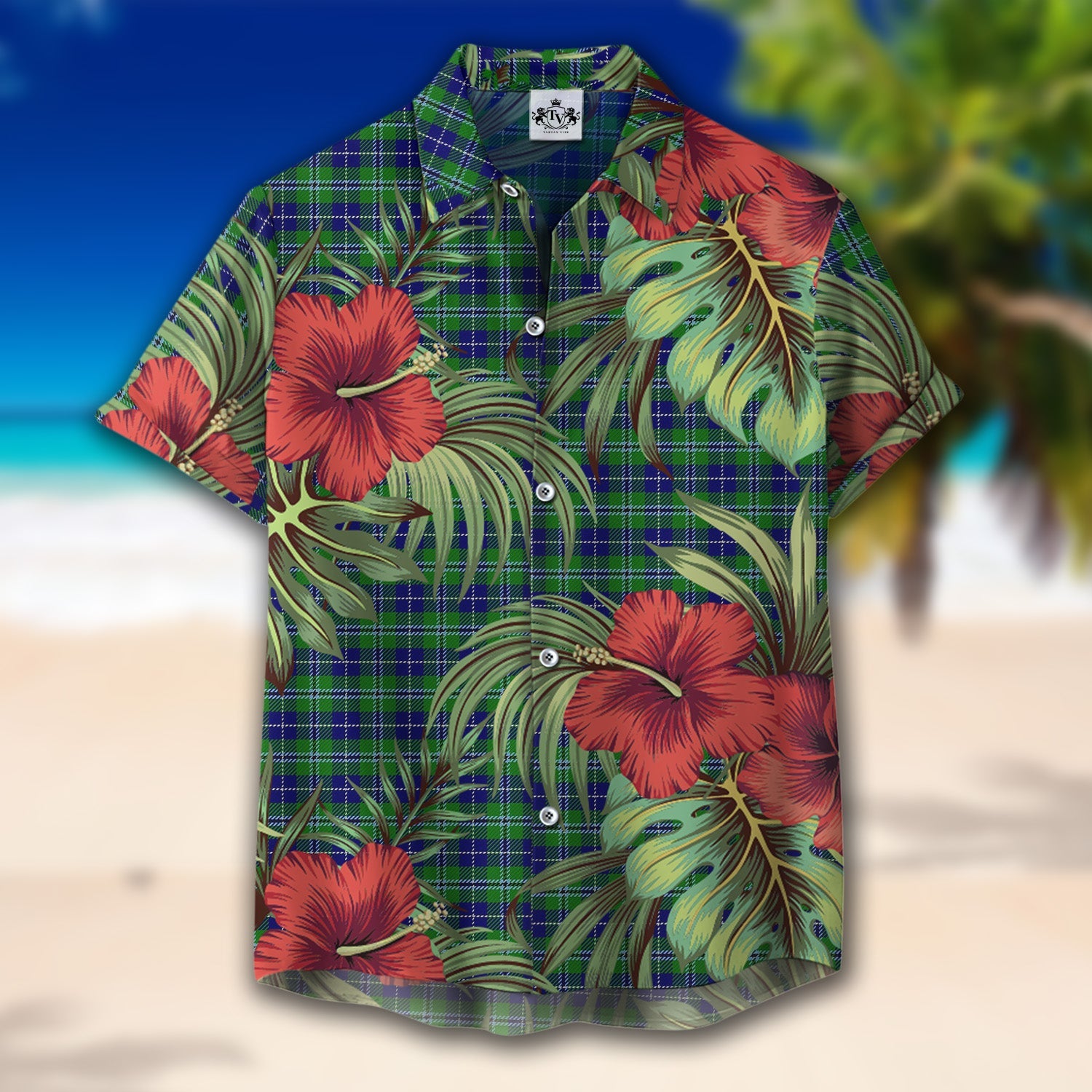 Scottish Tartan Douglas 01 Clan Hawaiian Shirt Hibiscus - Tropical Garden Style