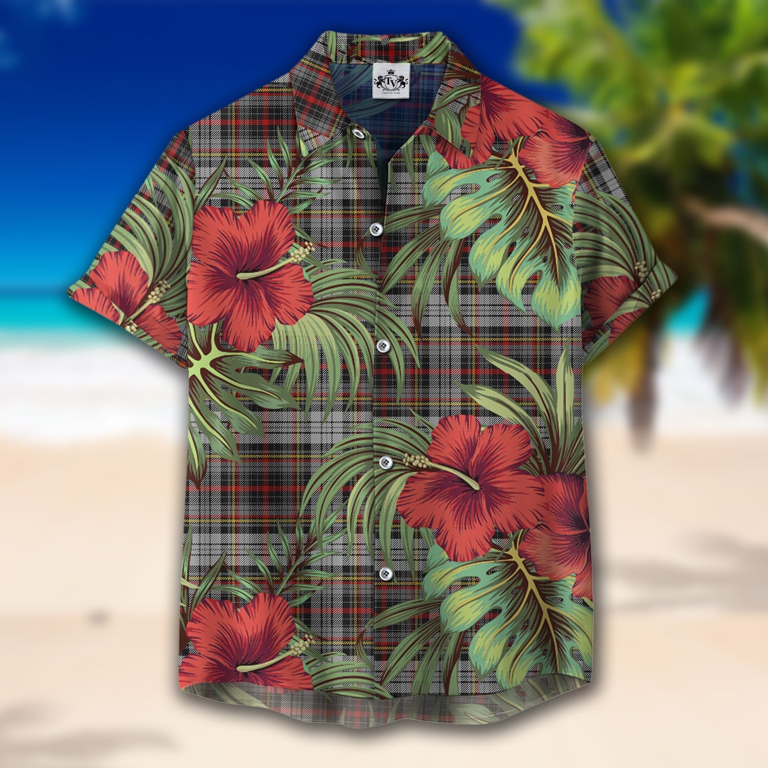 Scottish Tartan Douglas Ancient Dress Clan Hawaiian Shirt Hibiscus - Tropical Garden Style