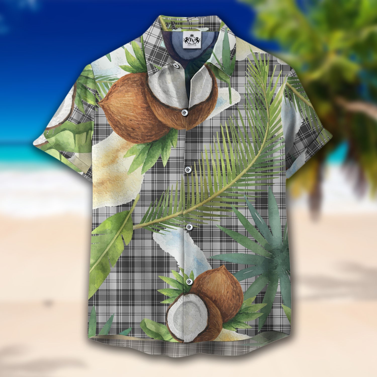 Scottish Tartan Douglas Grey Modern Clan Hawaiian Shirt Hibiscus - Tropical Garden Style