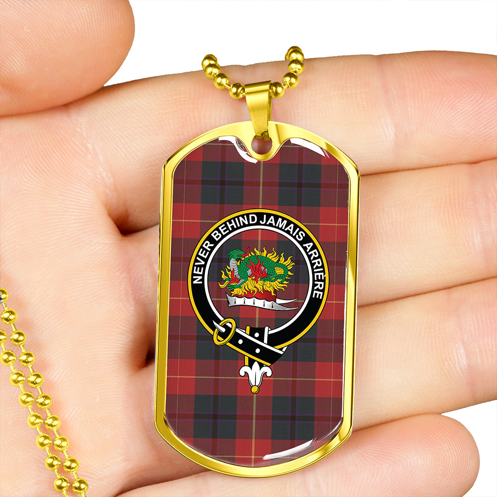 Douglas of Roxburgh Weathered Clan Badge Classic Tartan Dog Tag Necklace