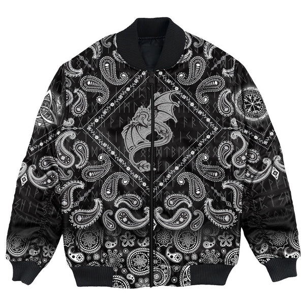 Viking Bomber Jacket Dragon with Bandana Paisley Style