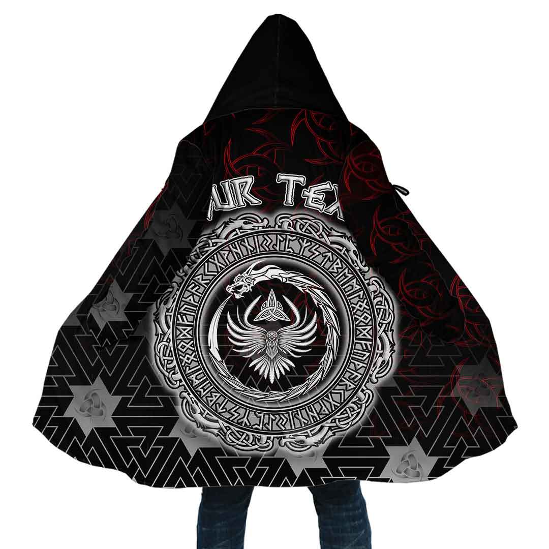 Custom Viking Hooded Coat Dragon And Raven Special Style