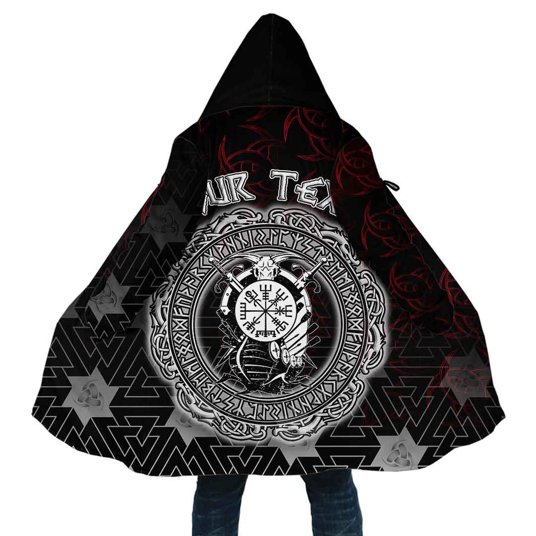 Custom Viking Hooded Coat Drakkar and Vegvisir Special Style