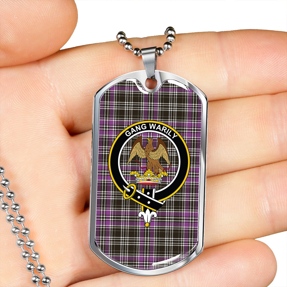 Drummond Clans Originaux Purple Weathered Clan Badge Classic Tartan Dog Tag Necklace