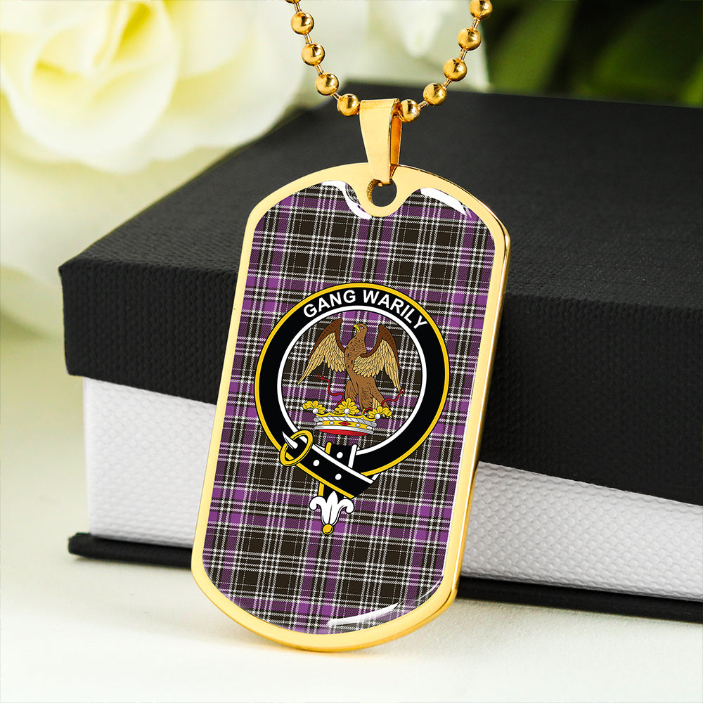 Drummond Clans Originaux Purple Weathered Clan Badge Classic Tartan Dog Tag Necklace
