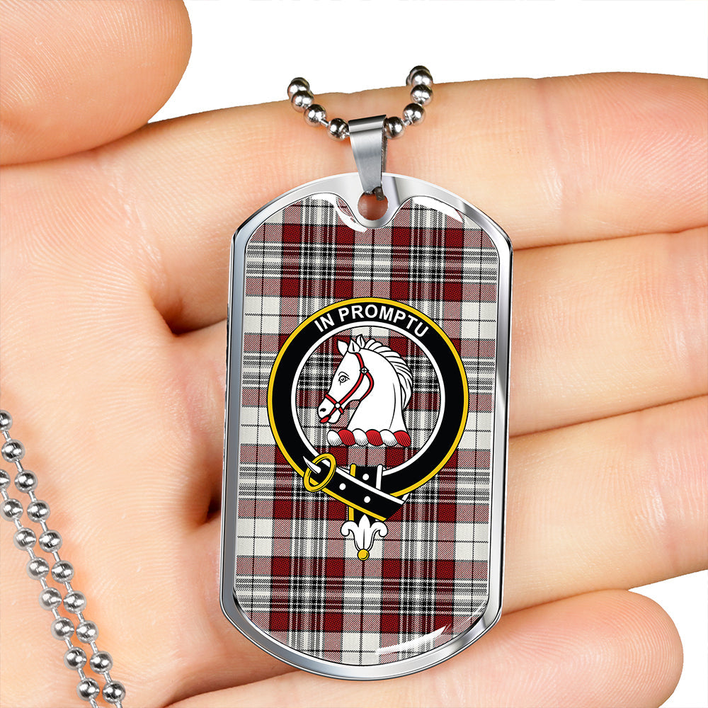 Dunbar Plaid Weathered Clan Badge Classic Tartan Dog Tag Necklace