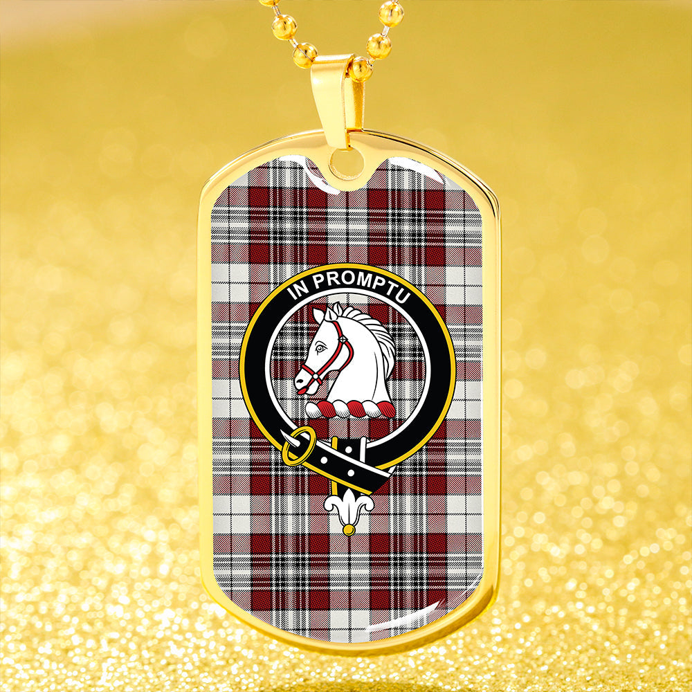 Dunbar Plaid Weathered Clan Badge Classic Tartan Dog Tag Necklace