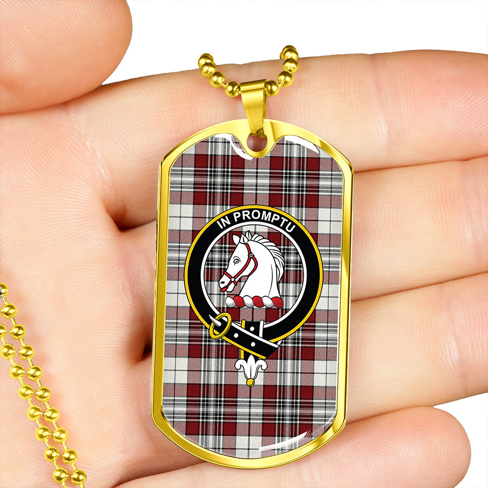Dunbar Plaid Weathered Clan Badge Classic Tartan Dog Tag Necklace