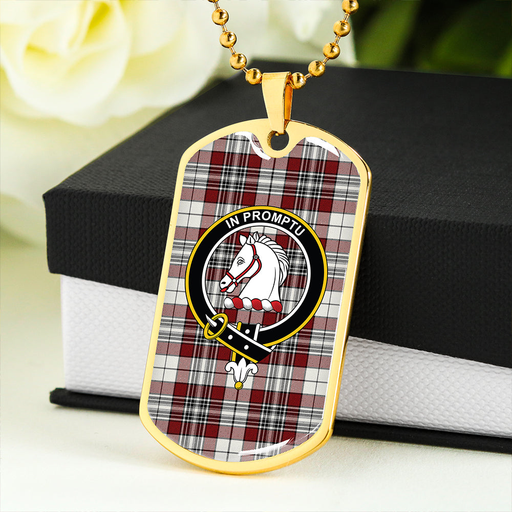 Dunbar Plaid Weathered Clan Badge Classic Tartan Dog Tag Necklace