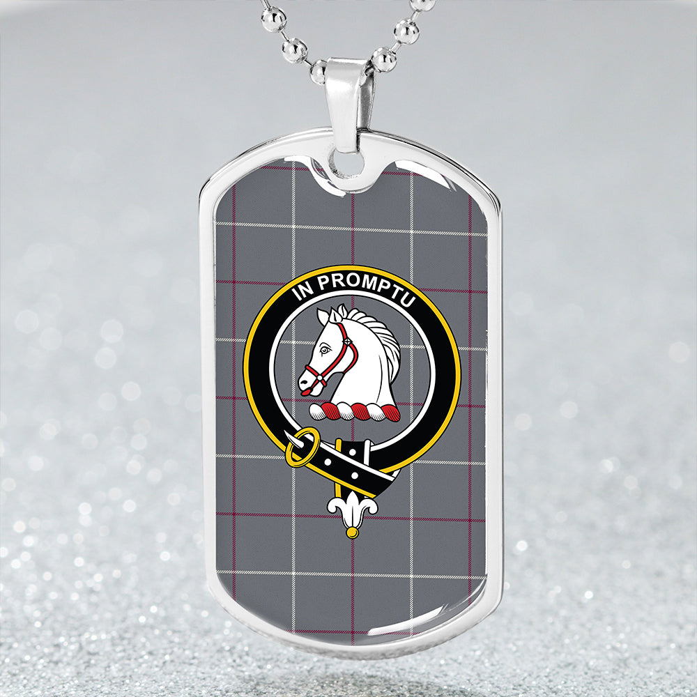 Dunbar of Pitgaveny Weathered Clan Badge Classic Tartan Dog Tag Necklace