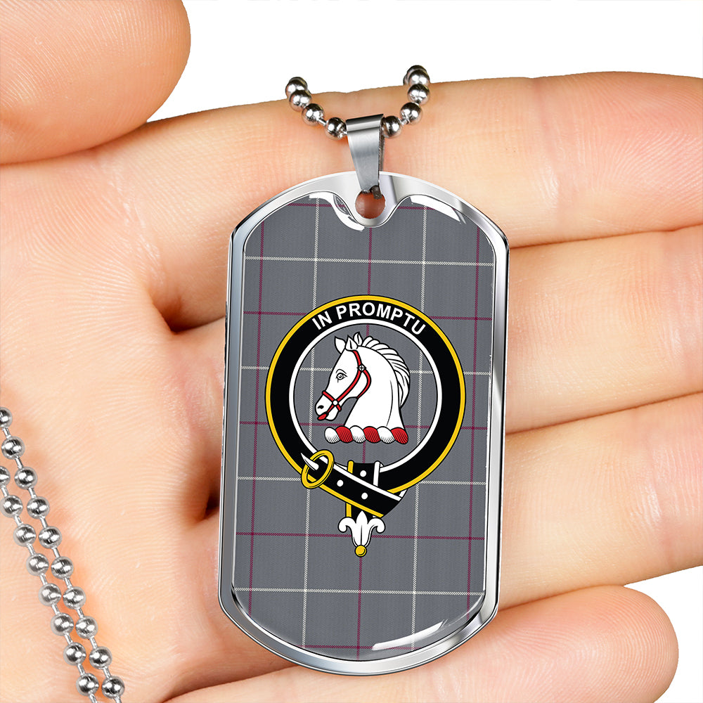 Dunbar of Pitgaveny Weathered Clan Badge Classic Tartan Dog Tag Necklace